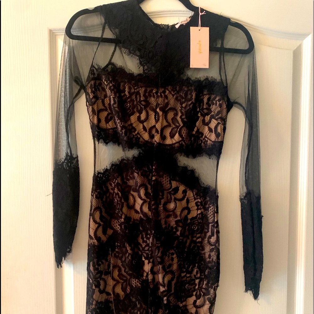 Black and Nude Lace Dress